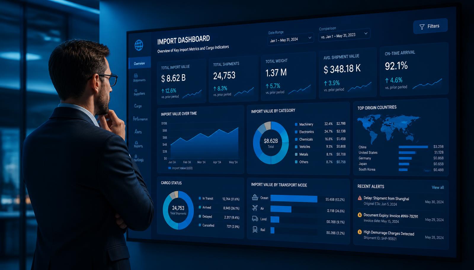 Dashboard de BI para empresas que realizam importações